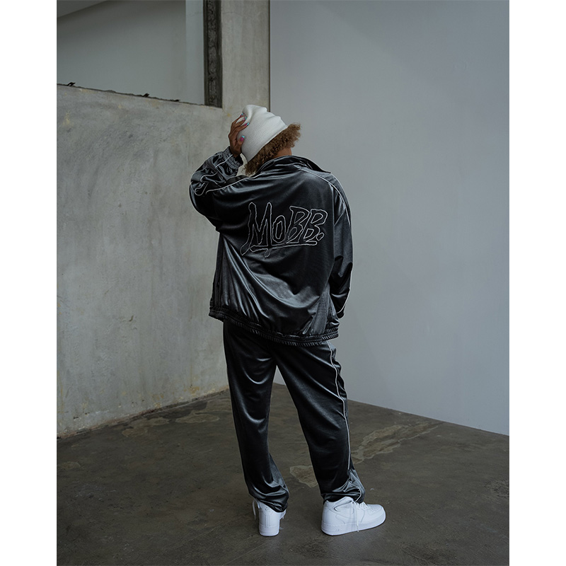 VELOR TRACK PANTS -GRAY-