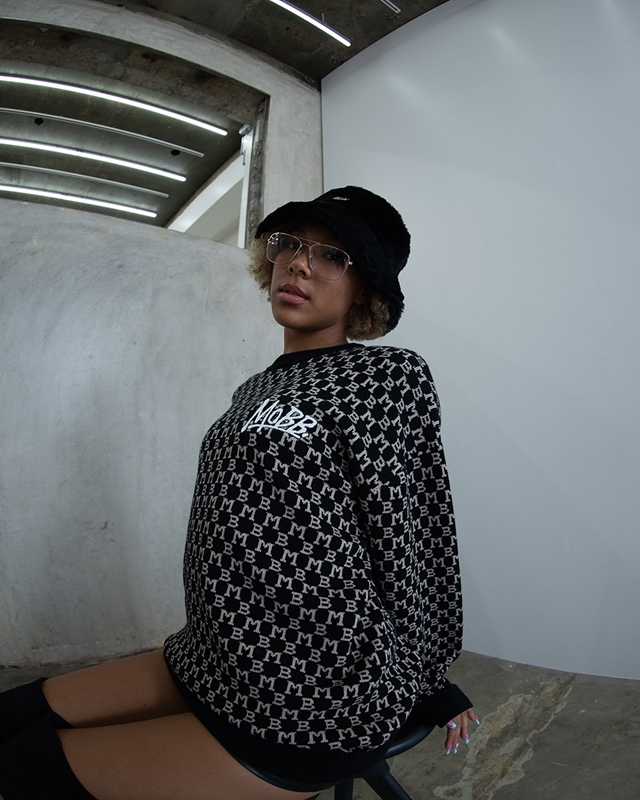 【一部予約:11月下旬頃入荷予定】 MONOGRAM KNIT -BLACK-