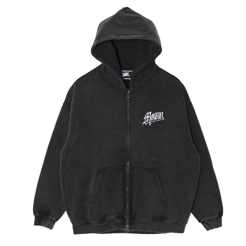 OLD OG PIGMENT ZIP HOODIE -BLACK-