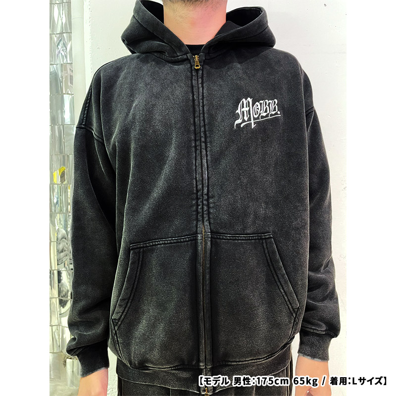 OLD OG PIGMENT ZIP HOODIE -BLACK-