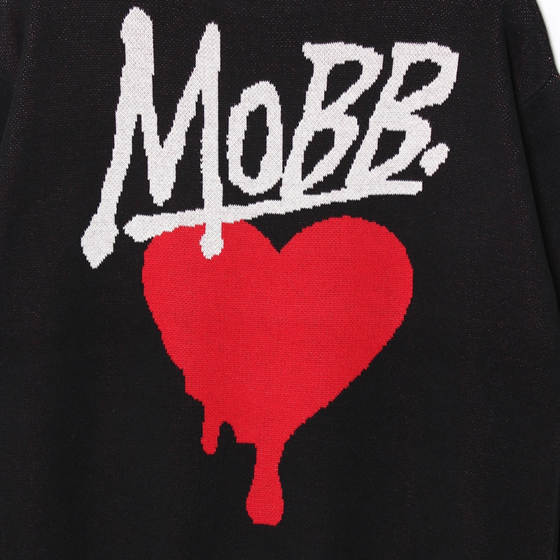 【一部予約:11月下旬頃入荷予定】HEART DRIP KNIT -BLACK-