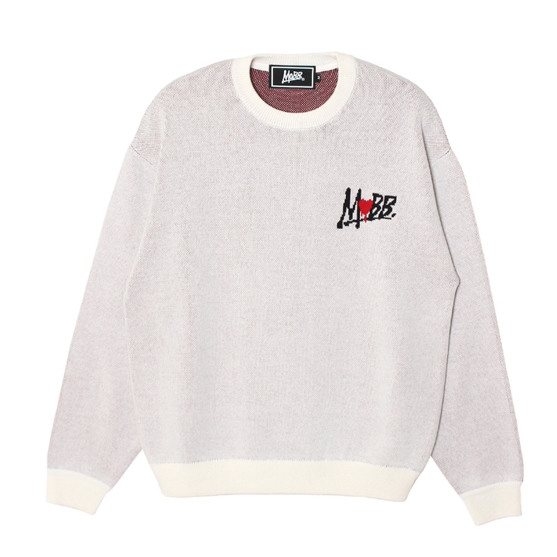 【一部予約:11月下旬頃入荷予定】HEART DRIP KNIT -WHITE-