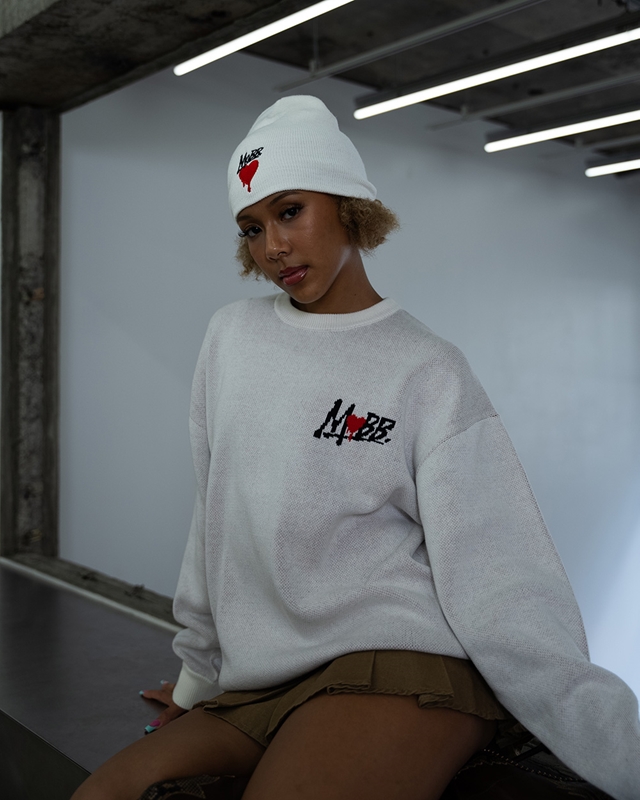 【一部予約:11月下旬頃入荷予定】HEART DRIP KNIT -WHITE-