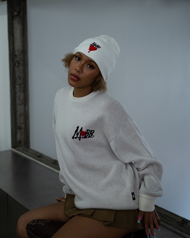 【一部予約:11月下旬頃入荷予定】HEART DRIP KNIT -WHITE-