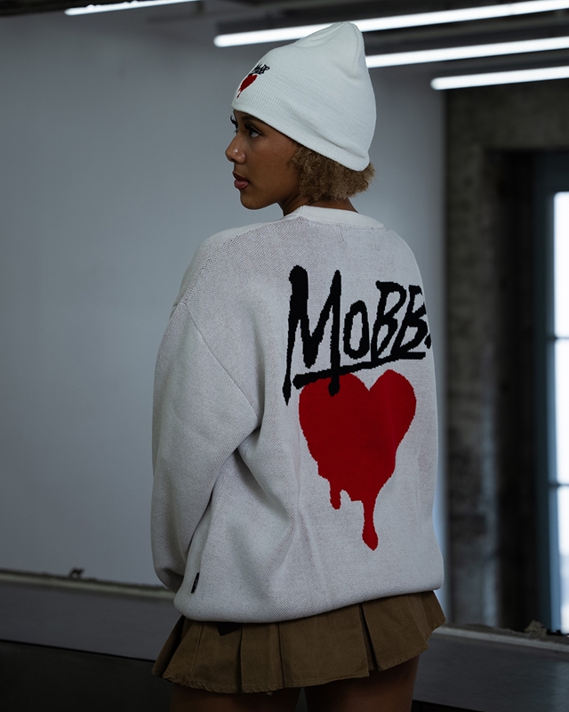 【一部予約:11月下旬頃入荷予定】HEART DRIP KNIT -WHITE-