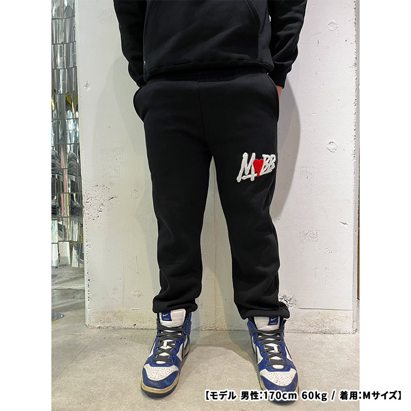 【一部予約:12月上旬頃入荷予定】HEART DRIP WAPPEN PANTS -BLACK-