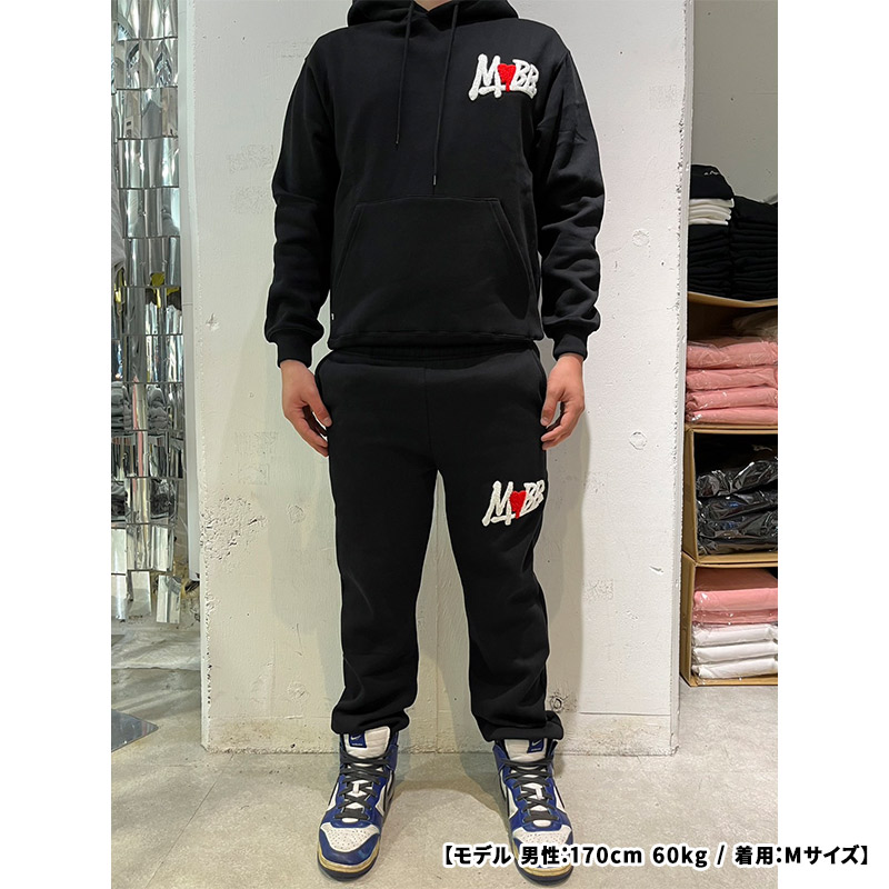 【一部予約:12月上旬頃入荷予定】HEART DRIP WAPPEN PANTS -BLACK-