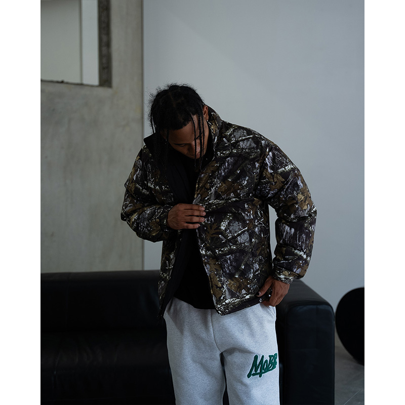 NYLON RV PUFF JACKET -BLACK×CAMO-