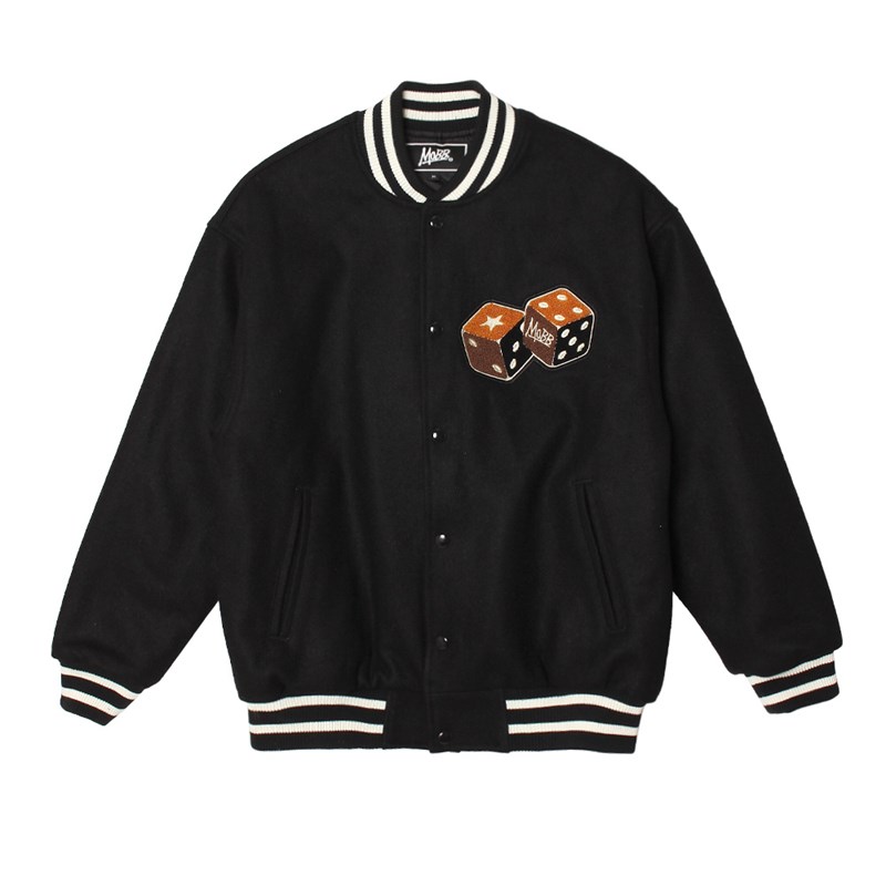 DOUBLE DICE MELTON JACKET -BLACK-