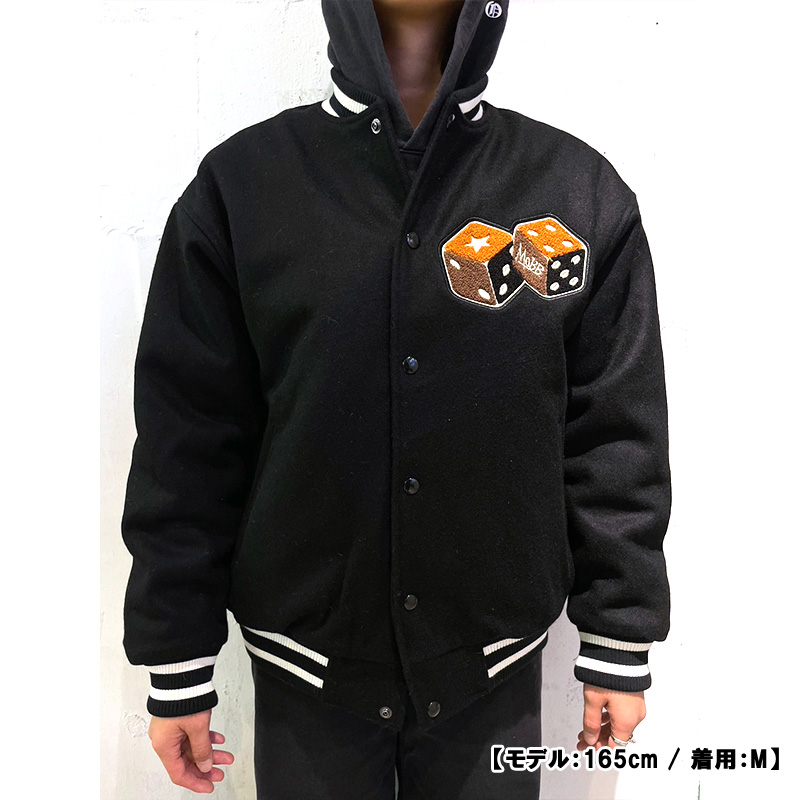 DOUBLE DICE MELTON JACKET -BLACK-