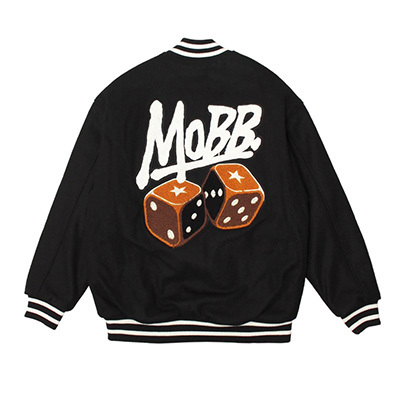 DOUBLE DICE MELTON JACKET -BLACK-