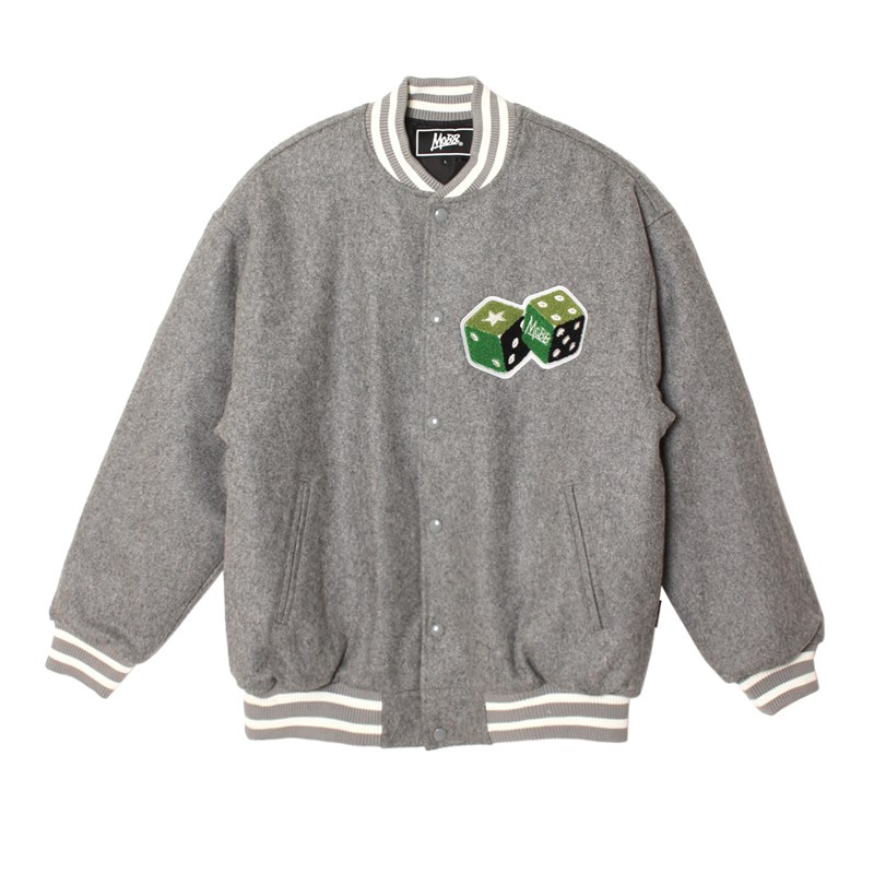 DOUBLE DICE MELTON JACKET -GREY-