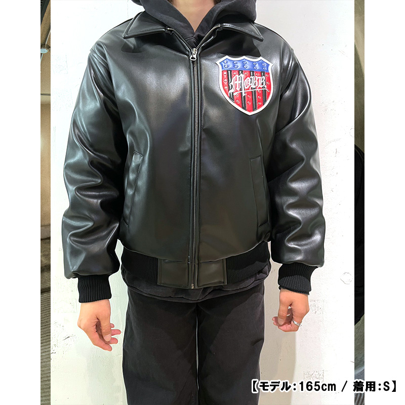 USA ECO LETHER JACKET -BLACK×BLACK-