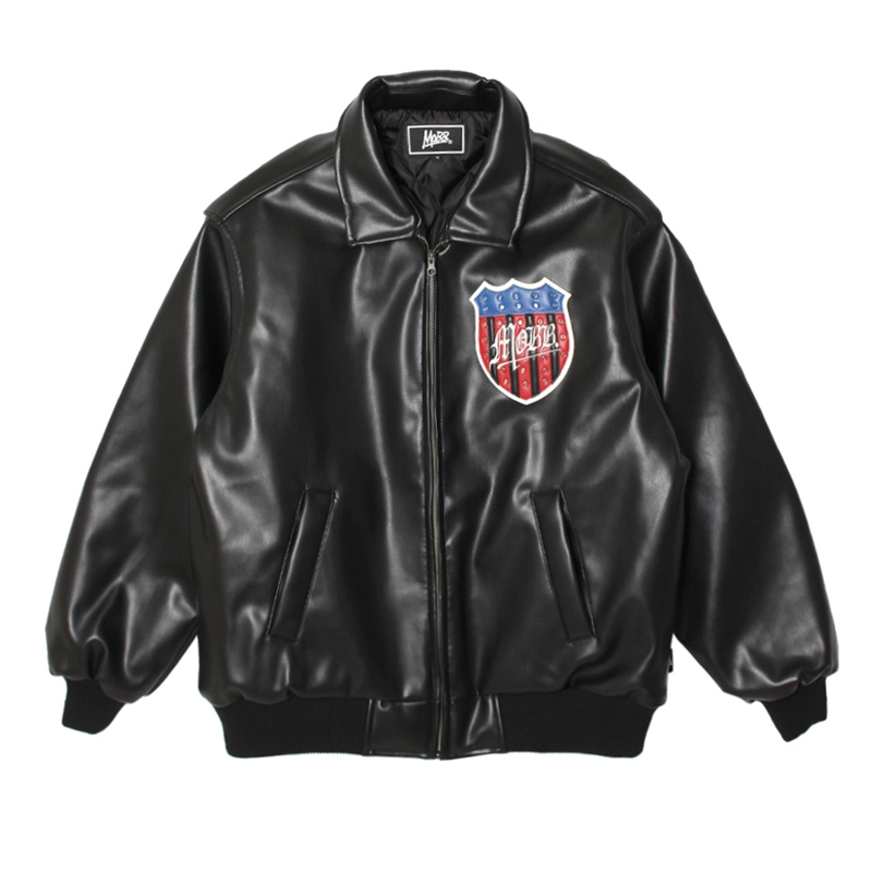 USA ECO LETHER JACKET -BLACK×WHITE-