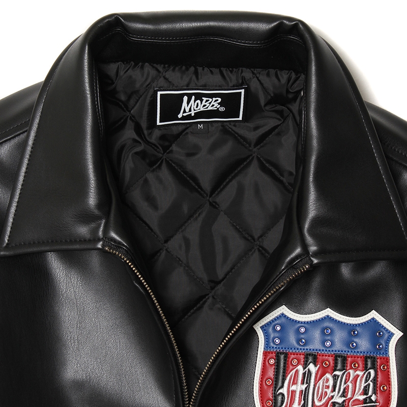 USA ECO LETHER JACKET -BLACK×WHITE-