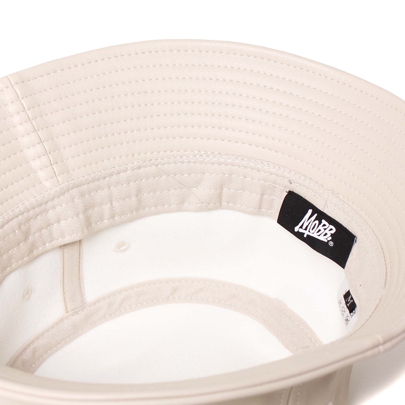 OG ECO LETHER BUCKET HAT -WHITE-