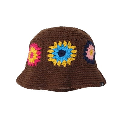 CROCHET BALL HAT -BROWN-