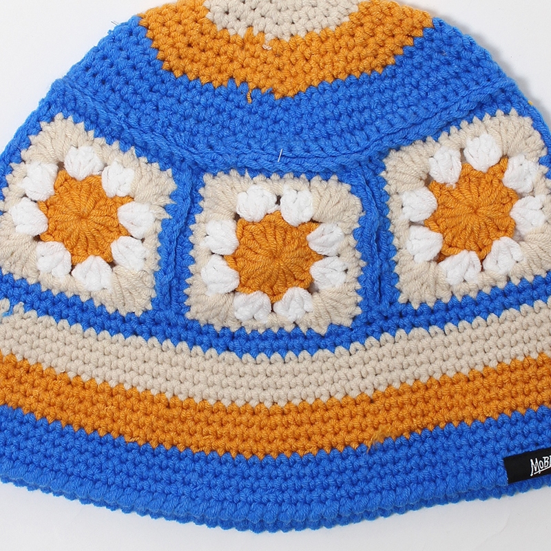 CROCHET BUCKET HAT -BLUE-