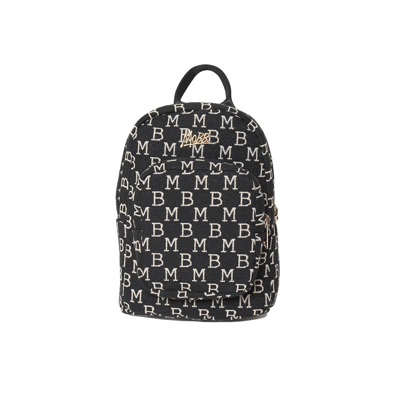 MONOGRAM JACQUARD  2 WAY MINI BAG -BLACK-