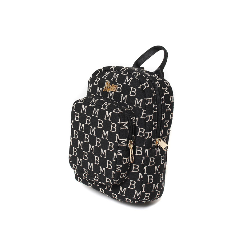 MONOGRAM JACQUARD  2 WAY MINI BAG -BLACK-