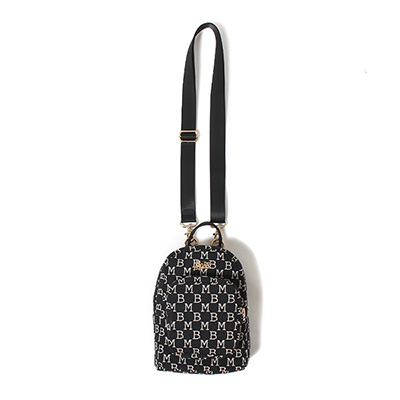 MONOGRAM JACQUARD  2 WAY MINI BAG -BLACK-