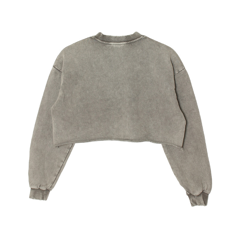 OG RHINESTONE CUT OFF SWEAT -GREY- (WOMEN)