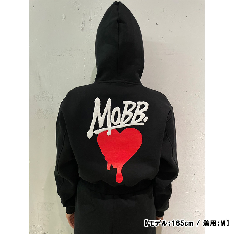 HEART DRIP CROPPED HOODIE -BLACK- (WOMEN)