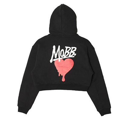 HEART DRIP CROPPED HOODIE -BLACK- (WOMEN)