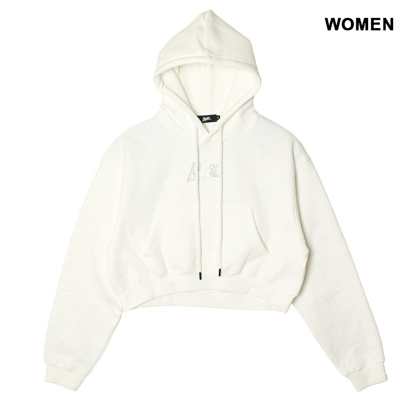 OG RHINESTONE CROPPED HOODIE -WHITE- (WOMEN)