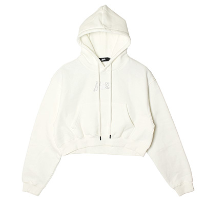 OG RHINESTONE CROPPED HOODIE -WHITE- (WOMEN)