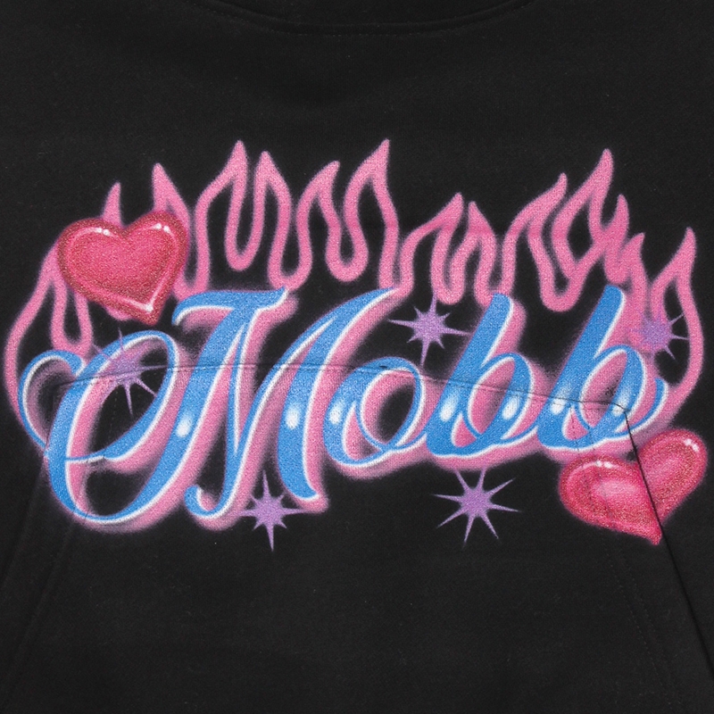 AIRBRUSH CROPPED HOODIE -BLACK- (WOMEN)