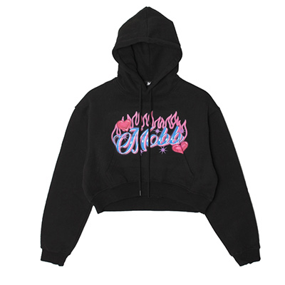 AIRBRUSH CROPPED HOODIE -BLACK- (WOMEN)