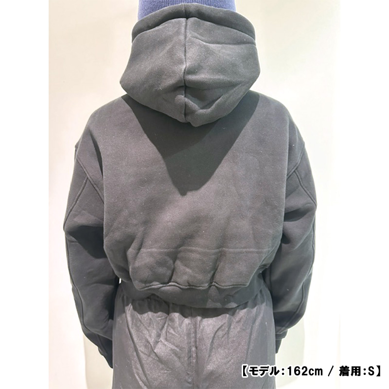 AIRBRUSH CROPPED HOODIE -GREY- (WOMEN)