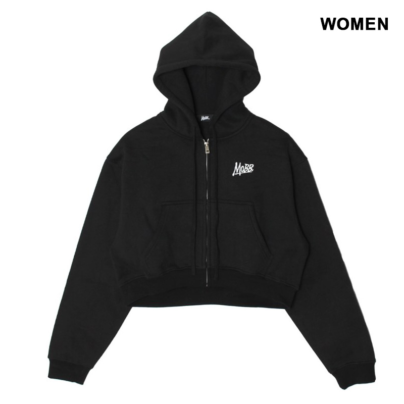 OG CROPPED ZIP HOODIE -BLACK- (WOMEN)