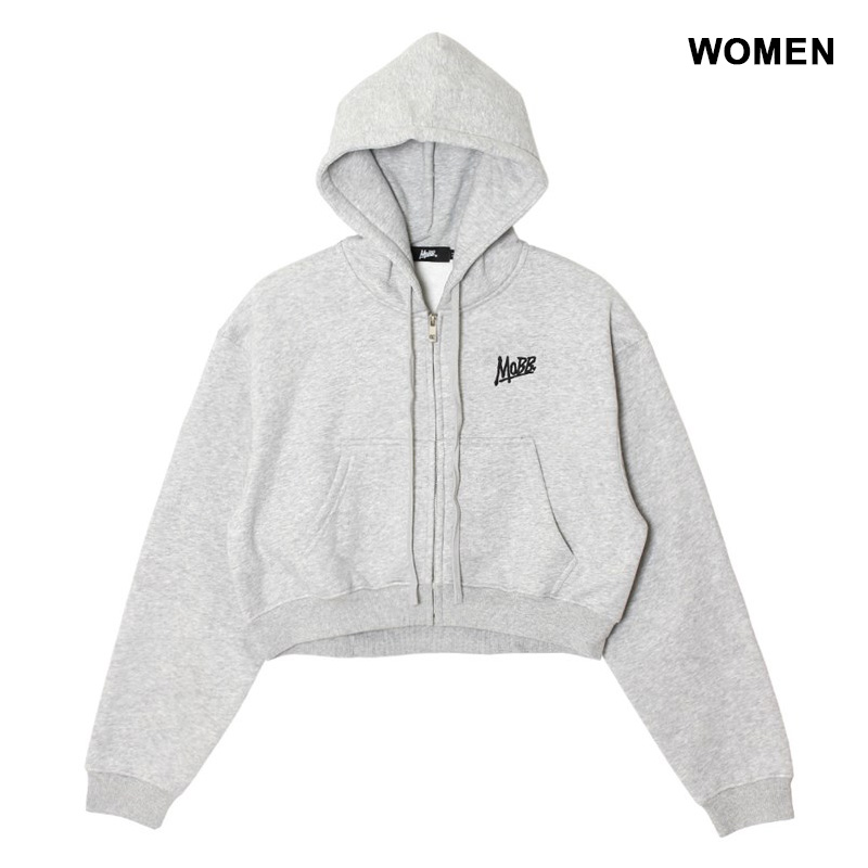 OG CROPPED ZIP HOODIE -GREY- (WOMEN)