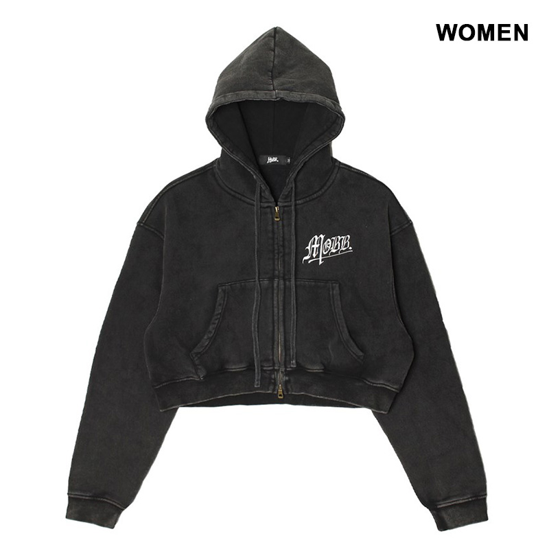 OLD OG PIGMENT ZIP HOODIE -BLACK- (WOMEN)