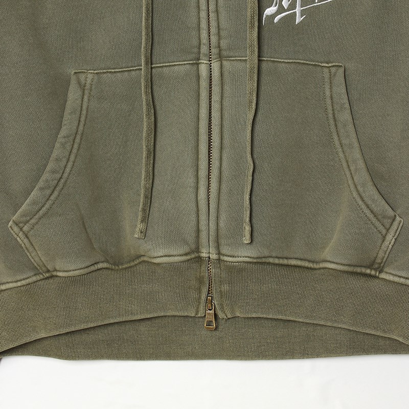 OLD OG PIGMENT ZIP HOODIE -OLIVE- (WOMEN)