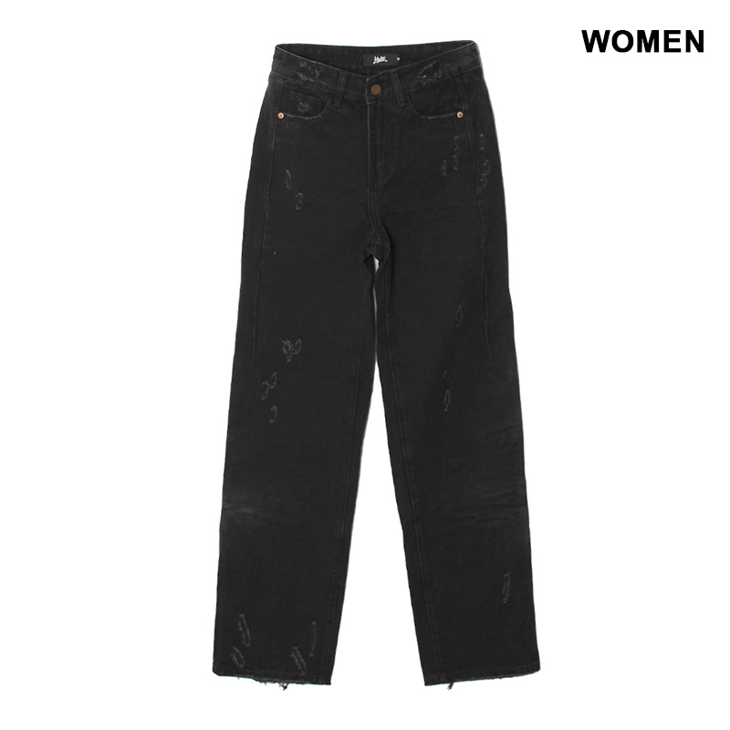 OLD OG DAMAGE DENIM PANTS -BLACK- (WOMEN)