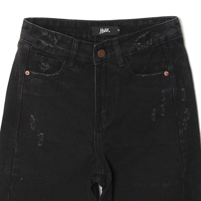 OLD OG DAMAGE DENIM PANTS -BLACK- (WOMEN)