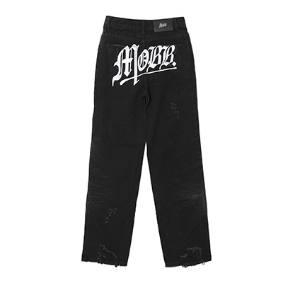 OLD OG DAMAGE DENIM PANTS -BLACK- (WOMEN)