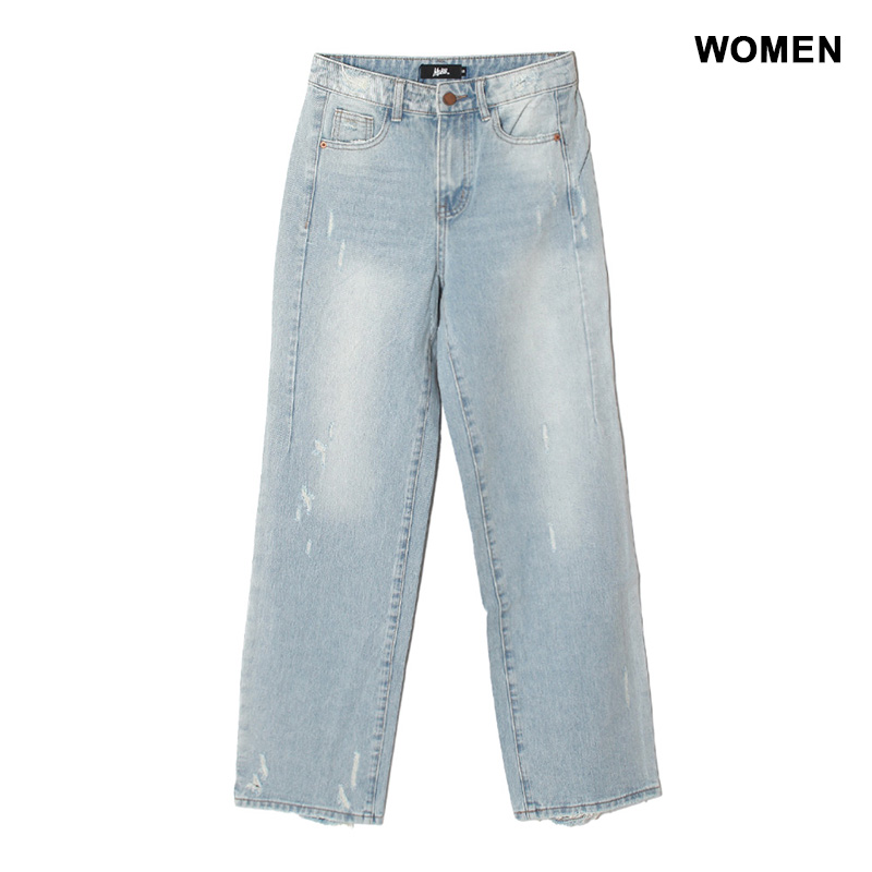 OLD OG DAMAGE DENIM PANTS -WASH INDIGO- (WOMEN)