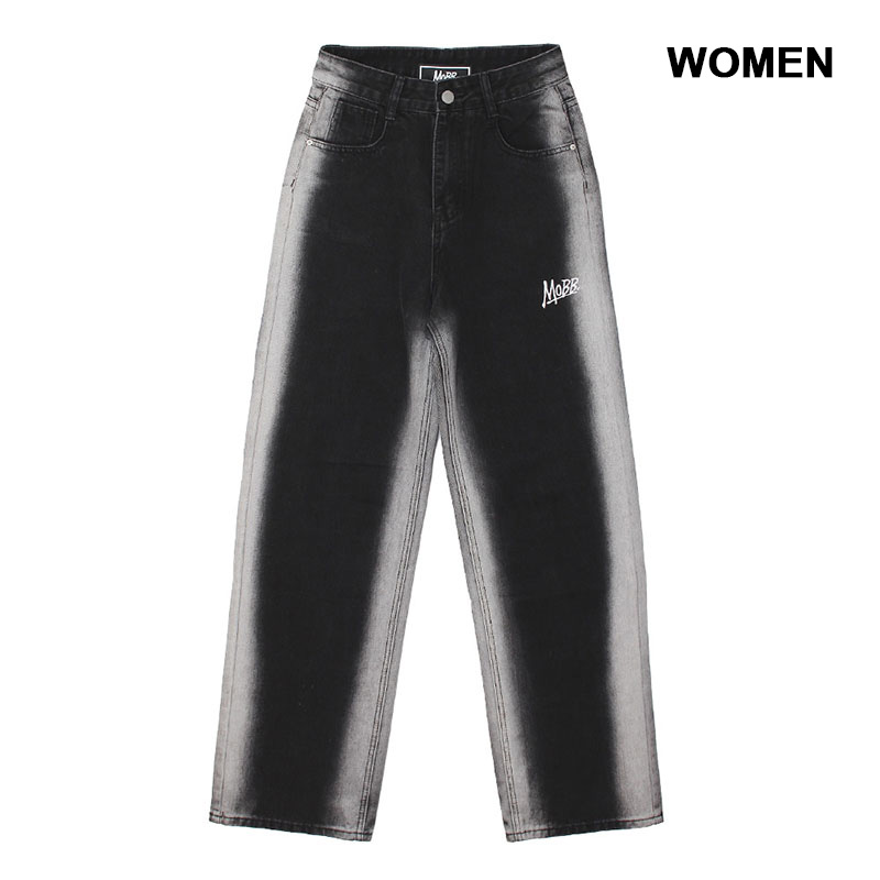 SIDE BLEACH DENIM PANTS -BLACK-