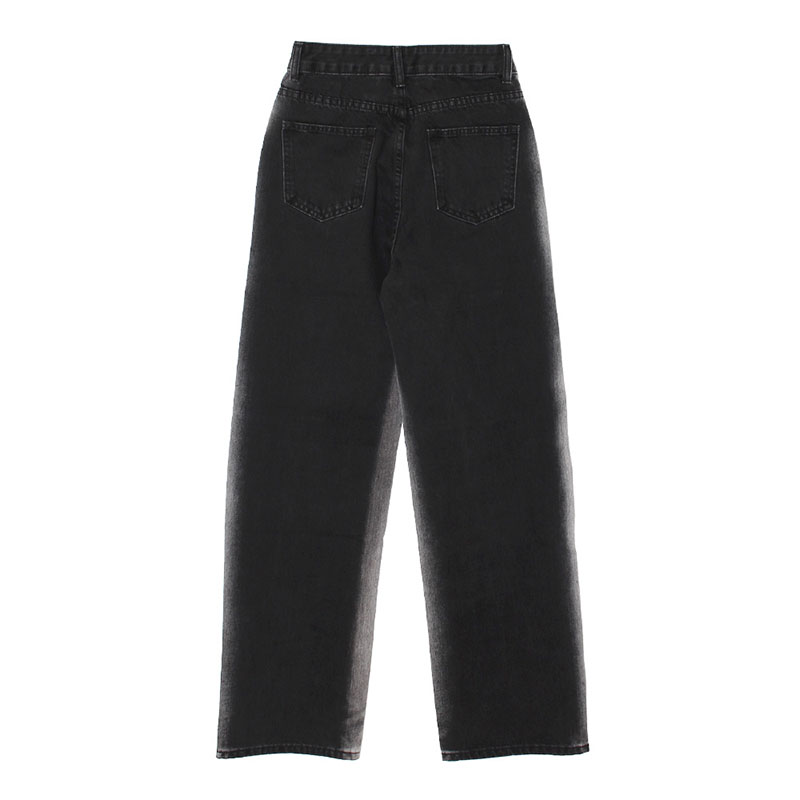 SIDE BLEACH DENIM PANTS -BLACK-