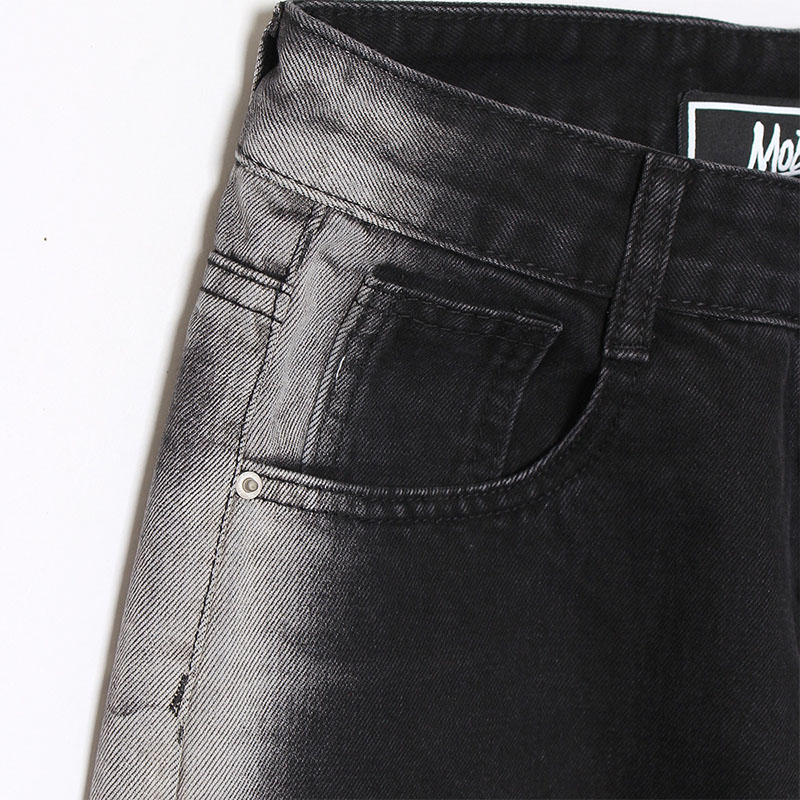 SIDE BLEACH DENIM PANTS -BLACK-