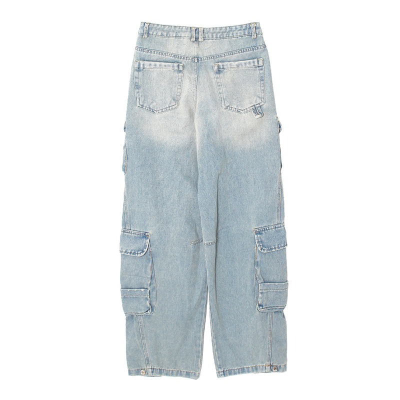 DOUBLE CARGO DENIM PANTS -W.INDIGO-