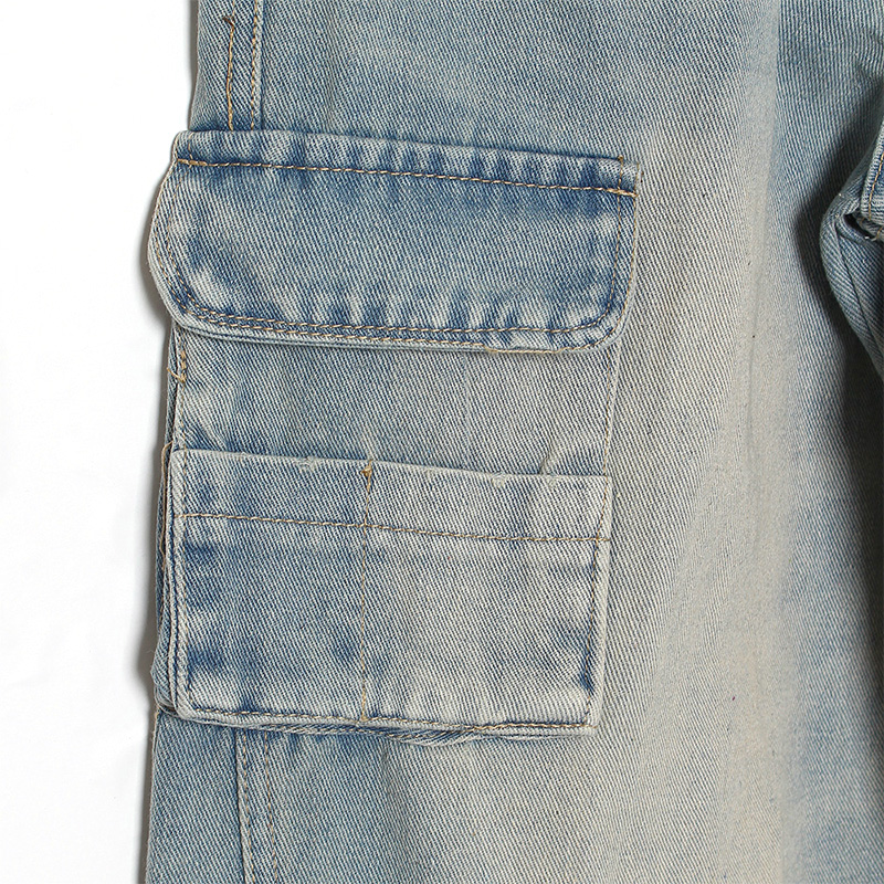 DOUBLE CARGO DENIM PANTS -W.INDIGO-