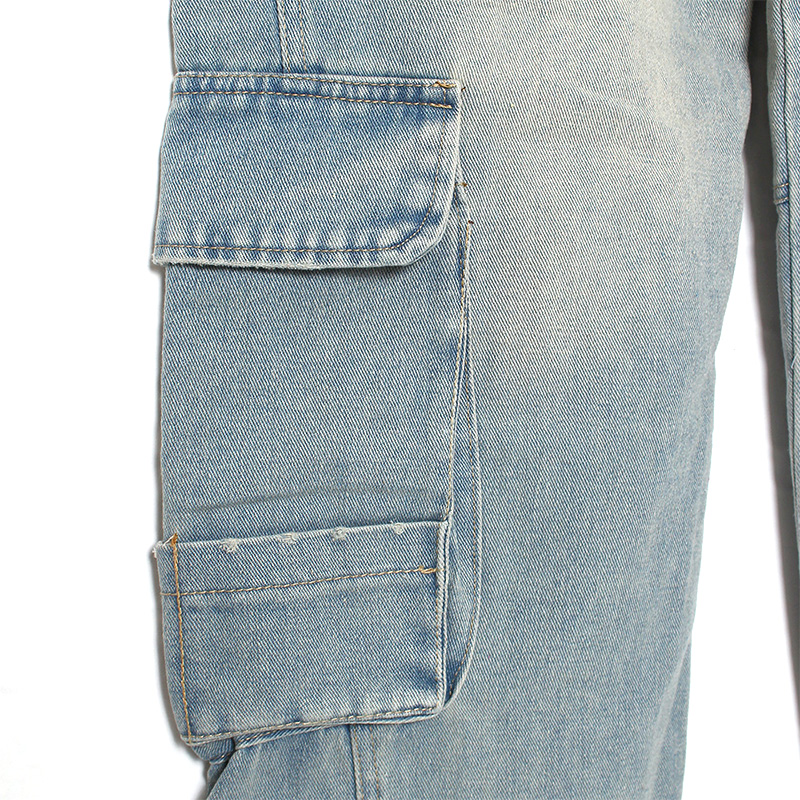 DOUBLE CARGO DENIM PANTS -W.INDIGO-