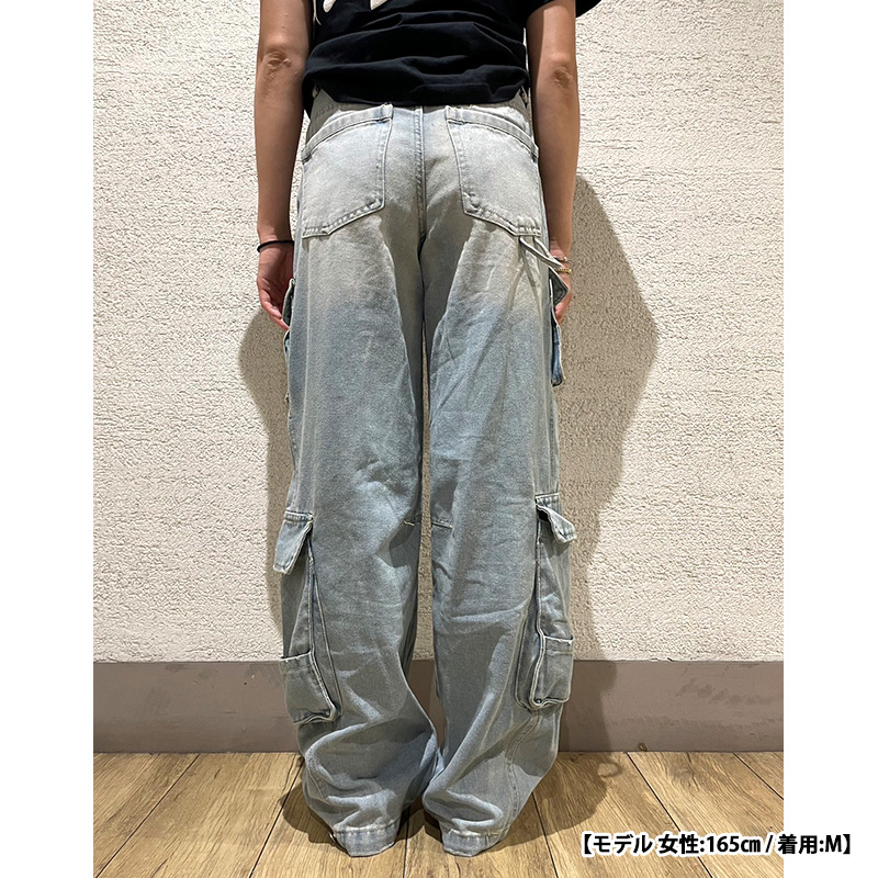 DOUBLE CARGO DENIM PANTS -W.INDIGO-