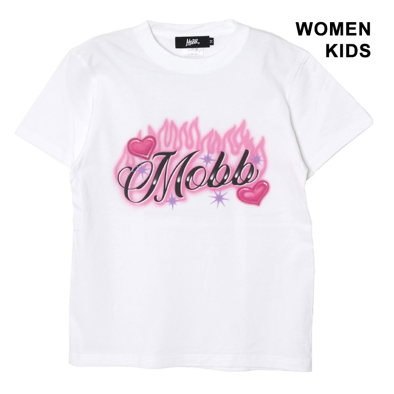 AIRBRUSH FLAME T-SHIRT -WHITE- (WOMEN/KIDS)