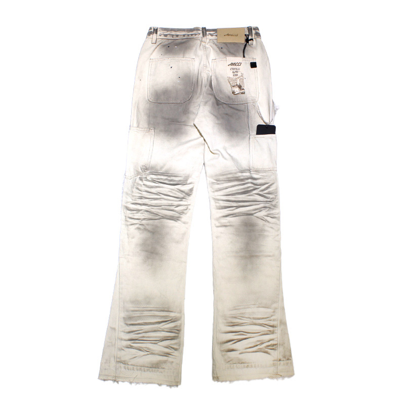 LORENZO TWISTED WASHED FLARE JEANS -OFF WHITE-